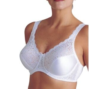 WONDERBRA Firm-Support Underwire Bra White Satin Lace W1909 Size D 46/105